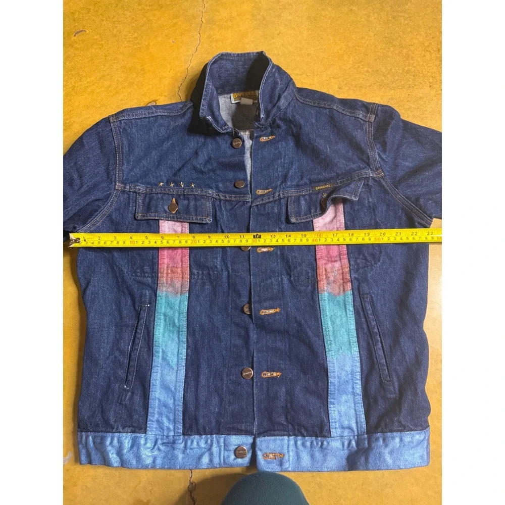 Vtg Branders Dickies Denim Jacket Size 42 Hot Air Balloon Stars Embellished Rare
